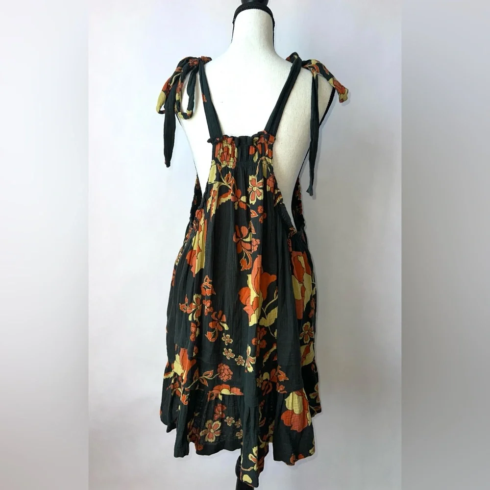 FREE PEOPLE Fluer Floral Printed Tunic Dress Top Sundress Beach‎ Summer Sz XS